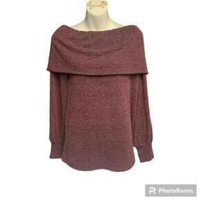 Doe & Rae size small burgundy on/off shoulder long sleeve sweater lightweight